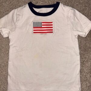 Janie and Jack White Tee with American Flag Patch